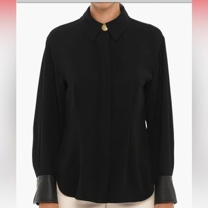 NWOT Vince Shaped Long Sleeve Button Down w Faux Leather Cuff